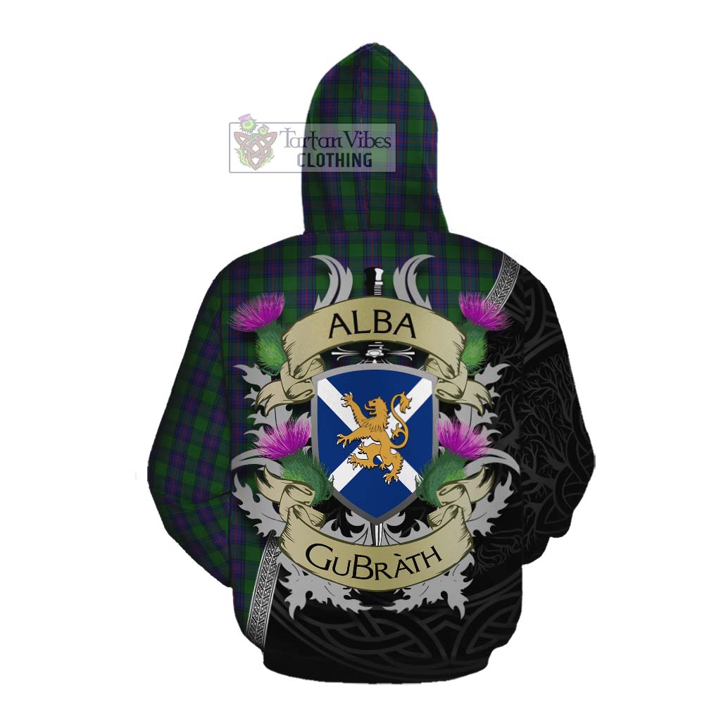 Tartan Vibes Clothing Shaw Tartan Family Crest Cotton Hoodie Lion Rampant Royal Thistle Shield Celtic Inspired