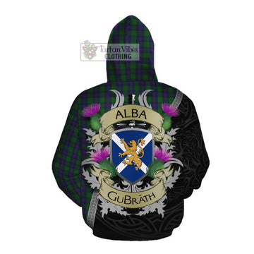 Tartan Vibes Clothing Shaw Tartan Family Crest Cotton Hoodie Lion Rampant Royal Thistle Shield Celtic Inspired