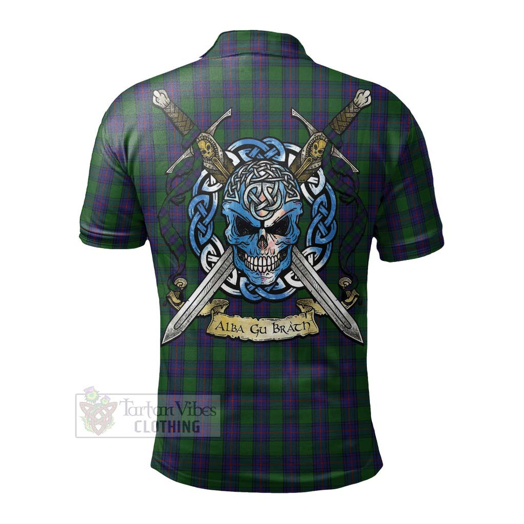 Tartan Vibes Clothing Shaw Tartan Polo Shirt with Family Crest Celtic Skull Style