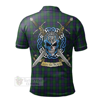 Tartan Vibes Clothing Shaw Tartan Polo Shirt with Family Crest Celtic Skull Style