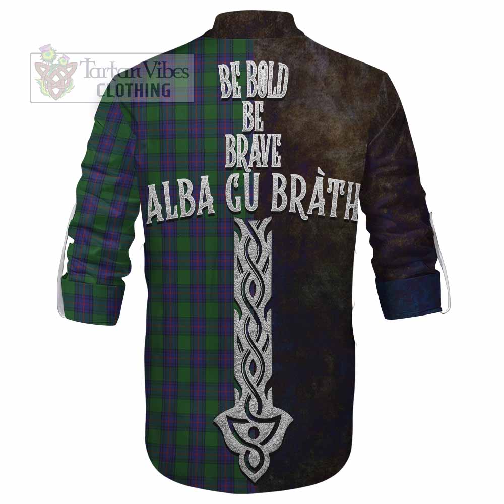 Tartan Vibes Clothing Shaw Tartan Family Crest Ghillie Kilt Shirt Alba Gu Brath Be Brave Lion Ancient Style