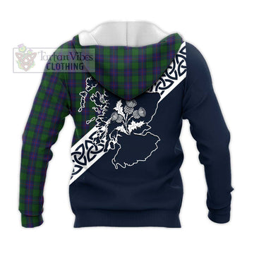 Tartan Vibes Clothing Shaw Tartan Knitted Hoodie Featuring Thistle and Scotland Map
