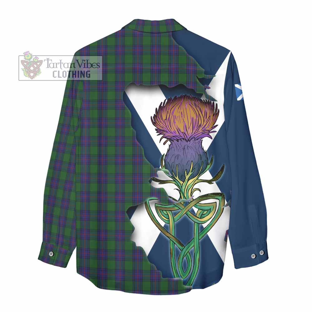 Tartan Vibes Clothing Shaw Tartan Family Crest Women's Casual Shirt Scottish Thistle Celtic Inspired