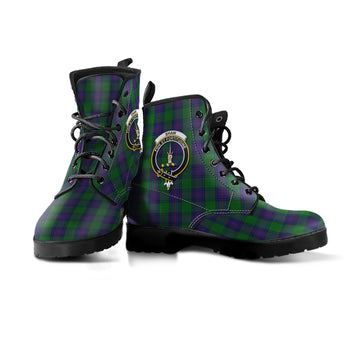 Shaw Tartan Leather Boots with Family Crest