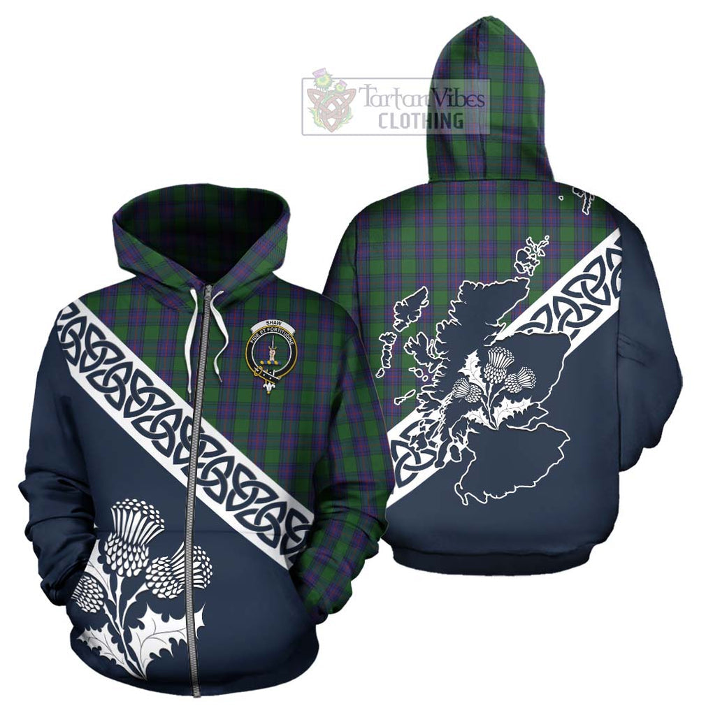 Tartan Vibes Clothing Shaw Tartan Hoodie Featuring Thistle and Scotland Map