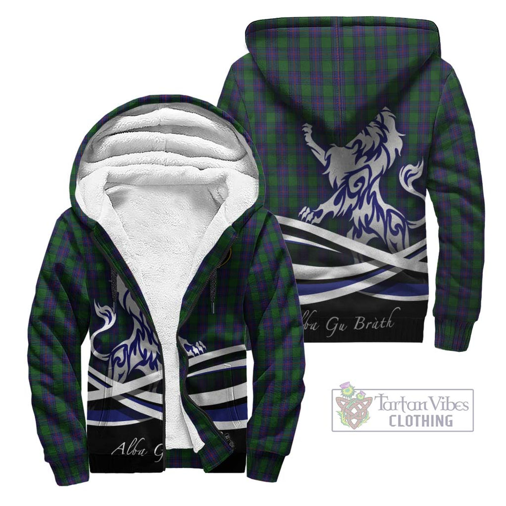 Shaw Tartan Sherpa Hoodie with Alba Gu Brath Regal Lion Emblem Unisex - Tartanvibesclothing Shop
