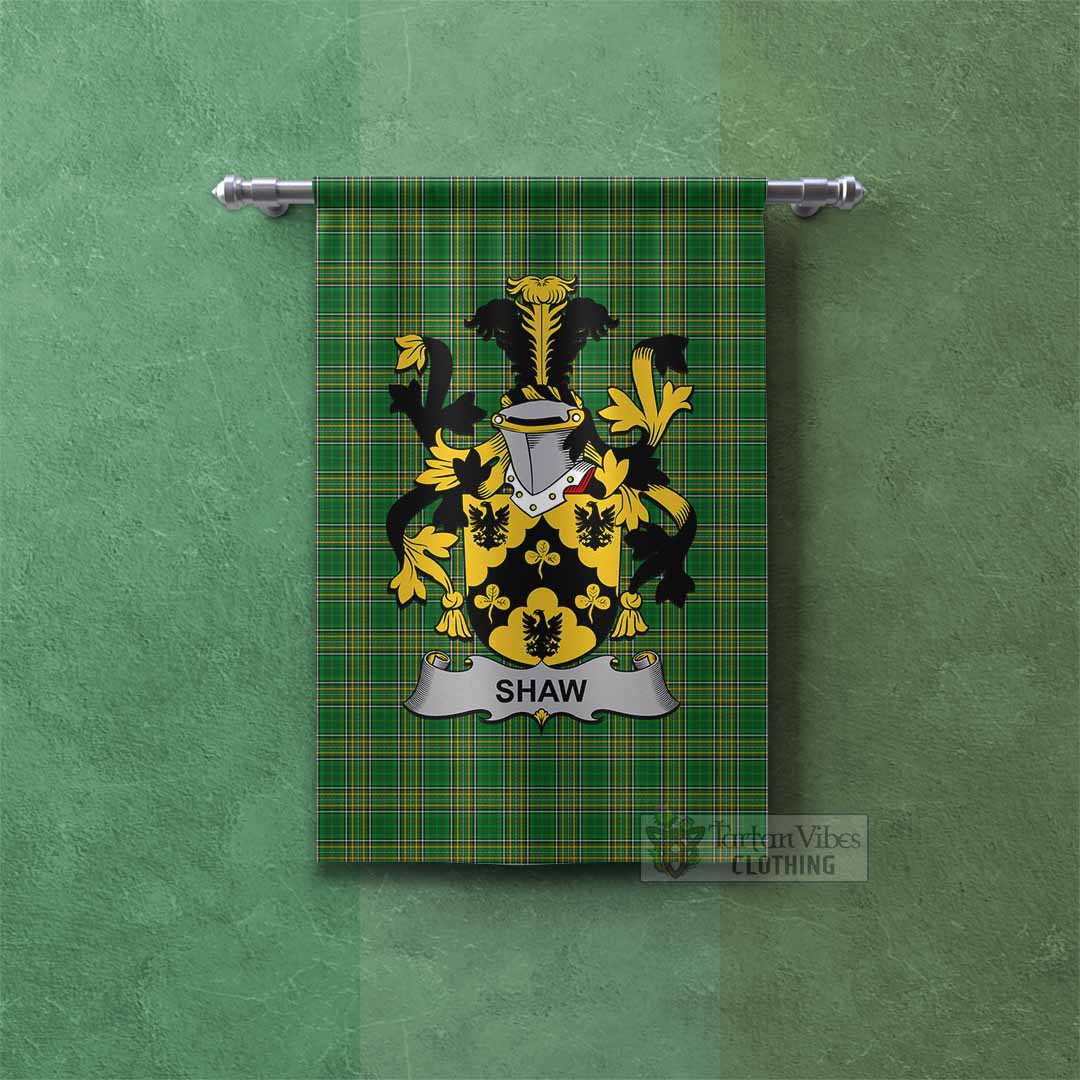 Tartan Vibes Clothing Shaw Irish Clan Tartan Gonfalon, Tartan Banner with Coat of Arms