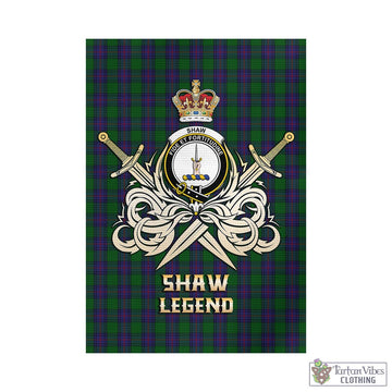 Shaw Tartan Garden Flag with Clan Crest and the Golden Sword of Courageous Legacy
