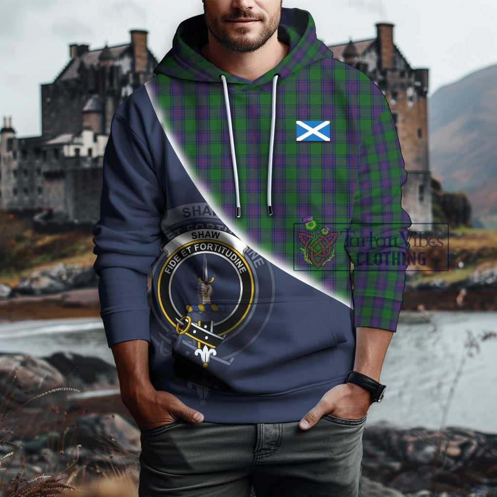 Shaw Tartan Hoodie with Personalised National Flag and Family Crest Half Style - Tartanvibesclothing Shop