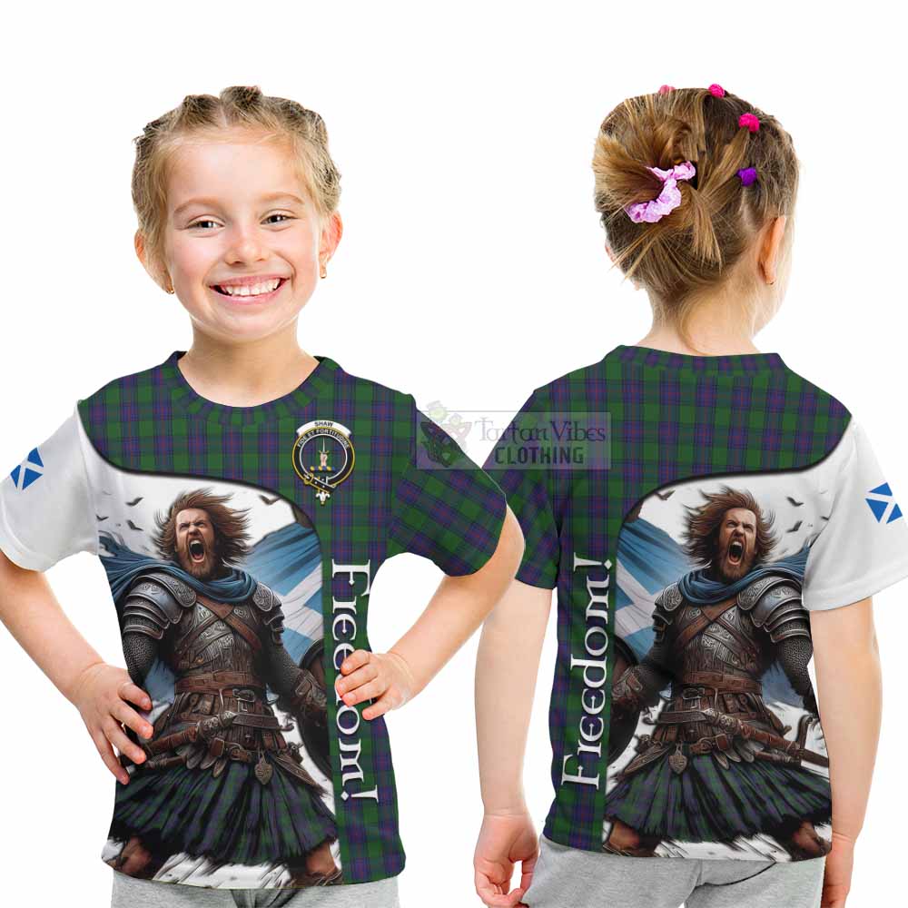 Tartan Vibes Clothing Shaw Crest Tartan Kid T-Shirt Inspired by the Freedom of Scottish Warrior
