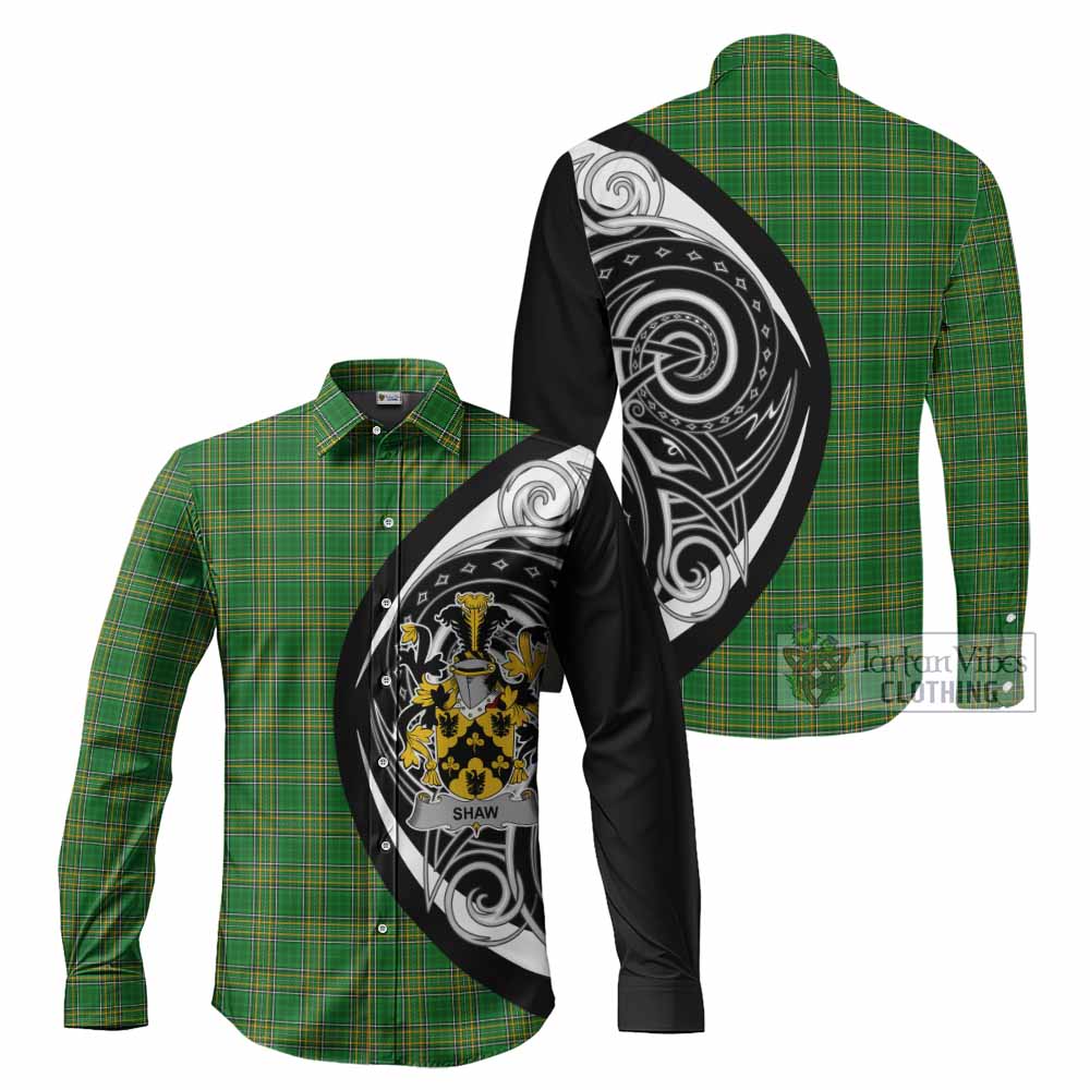 Shaw Irish Clan Long Sleeve Button Shirt Celtic Circle Style - Tartan Vibes Clothing