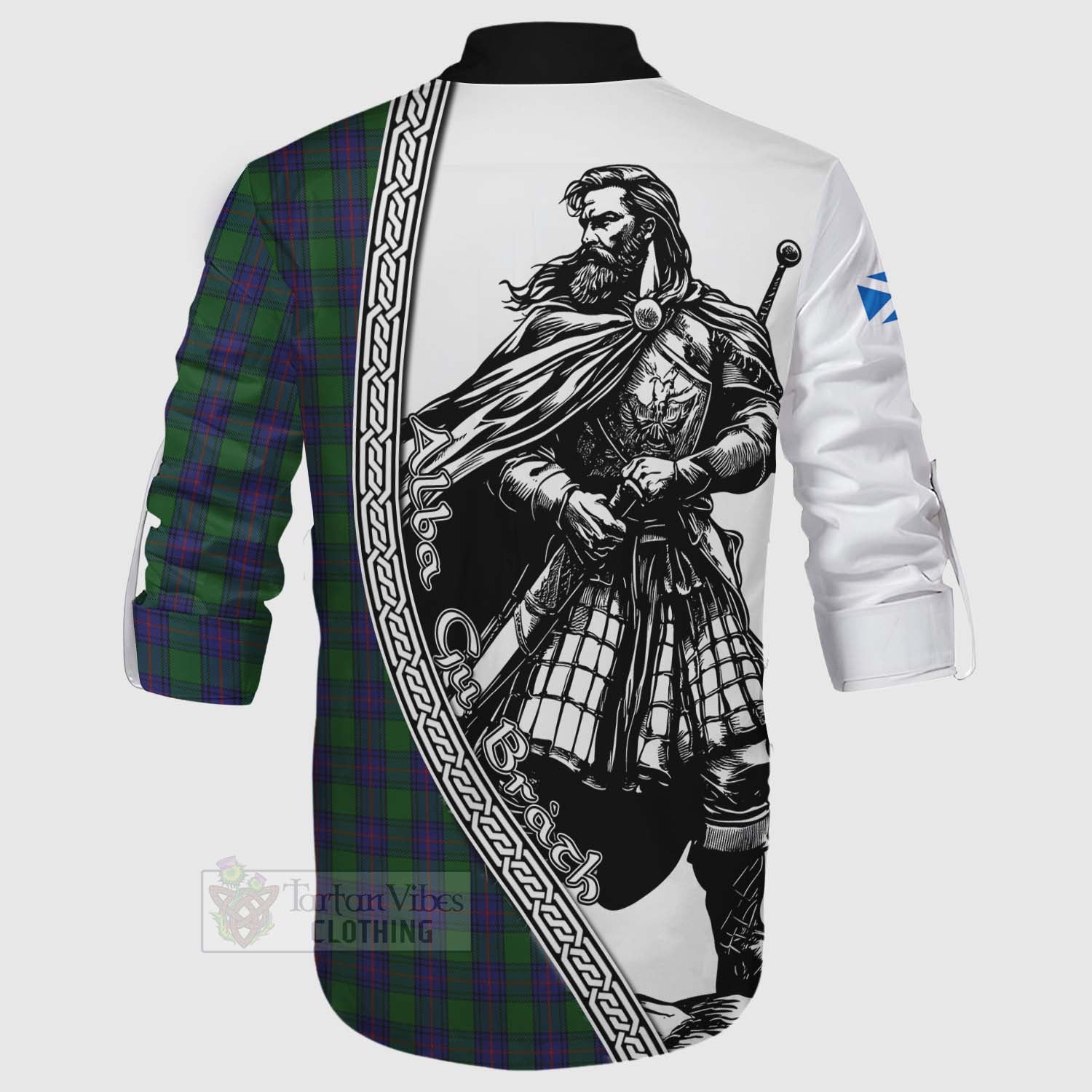 Tartan Vibes Clothing Shaw Tartan Clan Crest Ghillie Kilt Shirt with Highlander Warrior Celtic Style