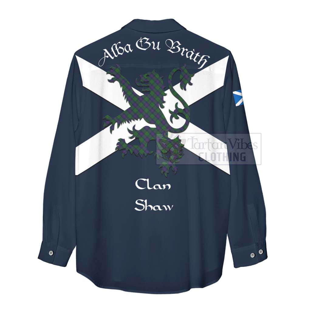 Tartan Vibes Clothing Shaw Tartan Lion Rampant Women's Casual Shirt Proudly Display Your Heritage with Alba Gu Brath and Clan Name