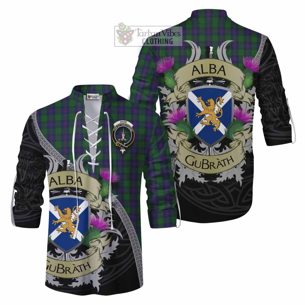Tartan Vibes Clothing Shaw Tartan Family Crest Ghillie Kilt Shirt Lion Rampant Royal Thistle Shield Celtic Inspired