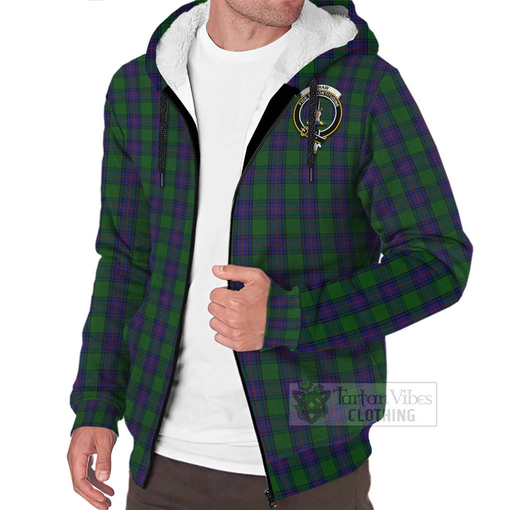 Tartan Vibes Clothing Shaw Tartan Sherpa Hoodie with Family Crest Celtic Skull Style