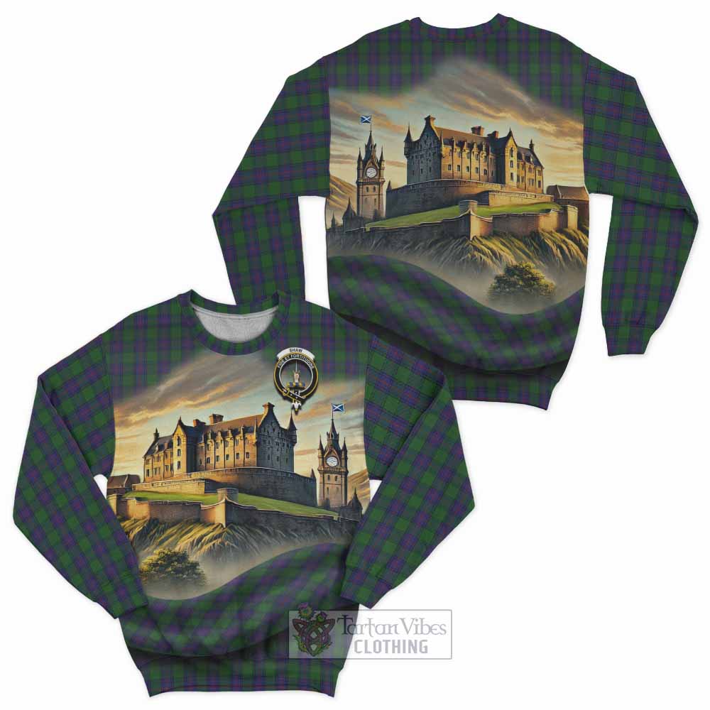 Tartan Vibes Clothing Shaw Tartan Family Crest Sweatshirt with Scottish Ancient Castle Style