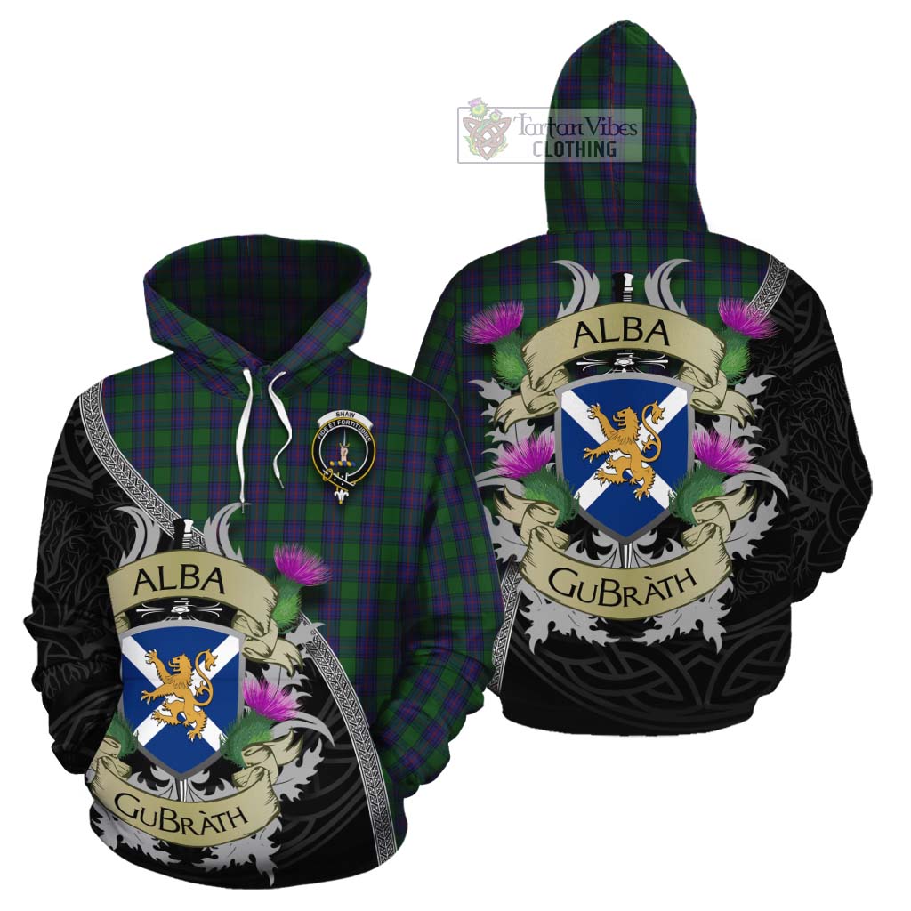 Tartan Vibes Clothing Shaw Tartan Family Crest Cotton Hoodie Lion Rampant Royal Thistle Shield Celtic Inspired