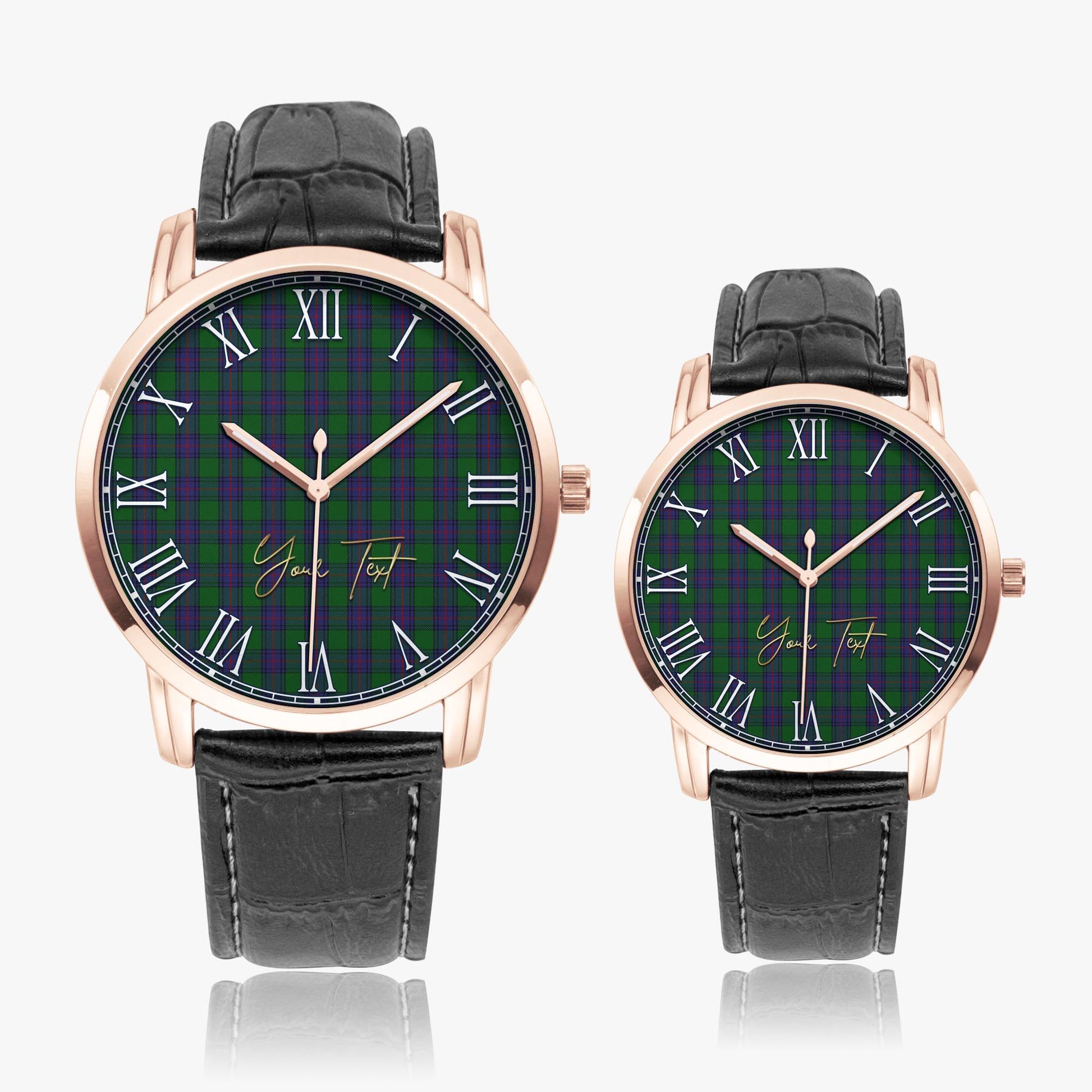 Shaw Tartan Personalized Your Text Leather Trap Quartz Watch - Tartan Vibes Clothing