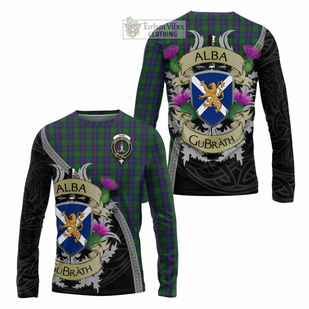 Tartan Vibes Clothing Shaw Tartan Family Crest Long Sleeve T-Shirt Lion Rampant Royal Thistle Shield Celtic Inspired