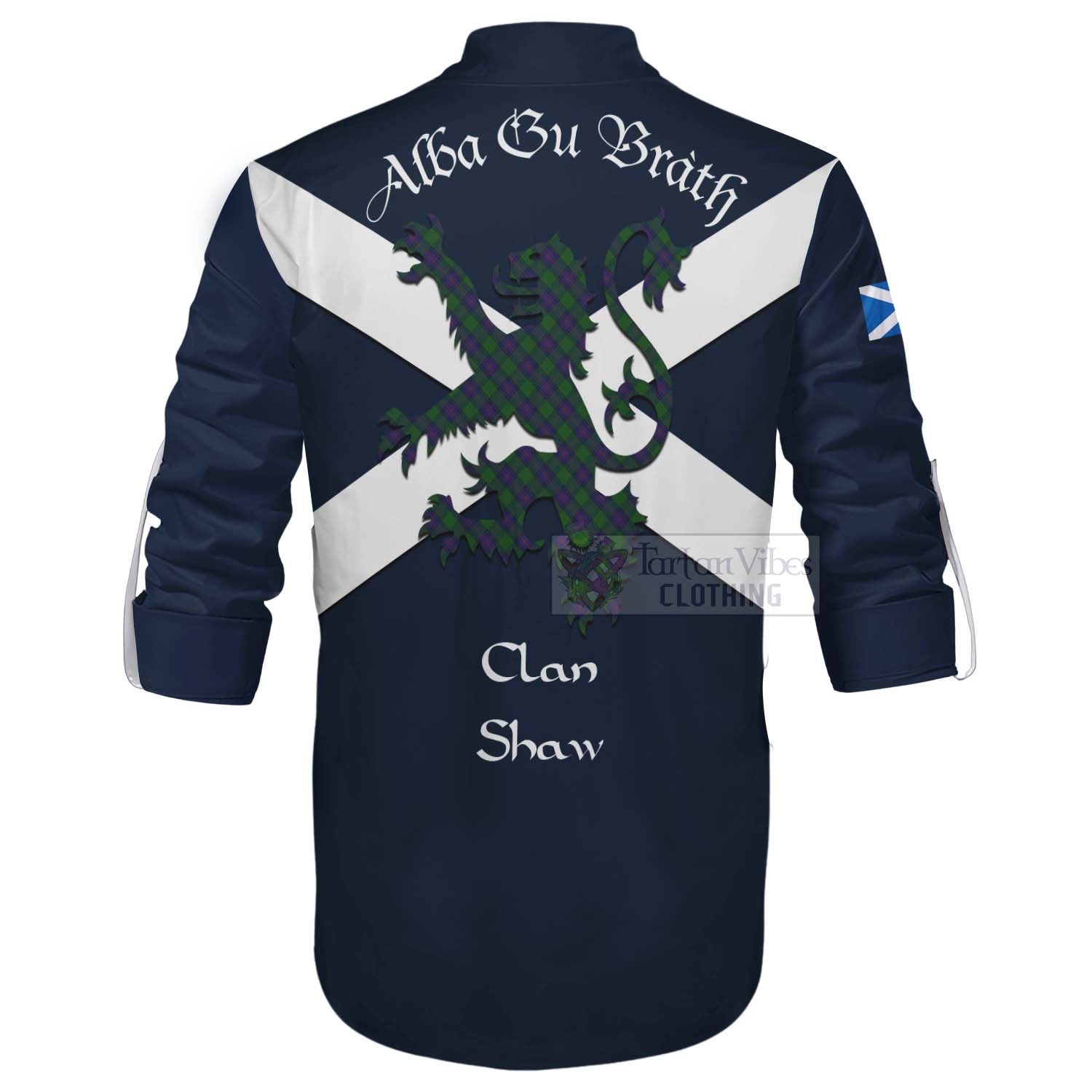 Tartan Vibes Clothing Shaw Tartan Lion Rampant Ghillie Kilt Shirt Proudly Display Your Heritage with Alba Gu Brath and Clan Name