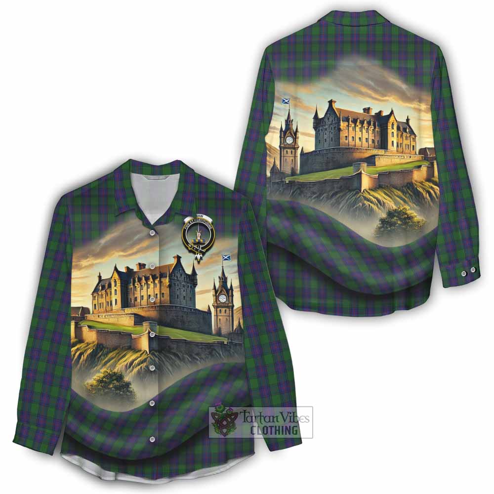 Tartan Vibes Clothing Shaw Tartan Family Crest Women's Casual Shirt with Scottish Ancient Castle Style