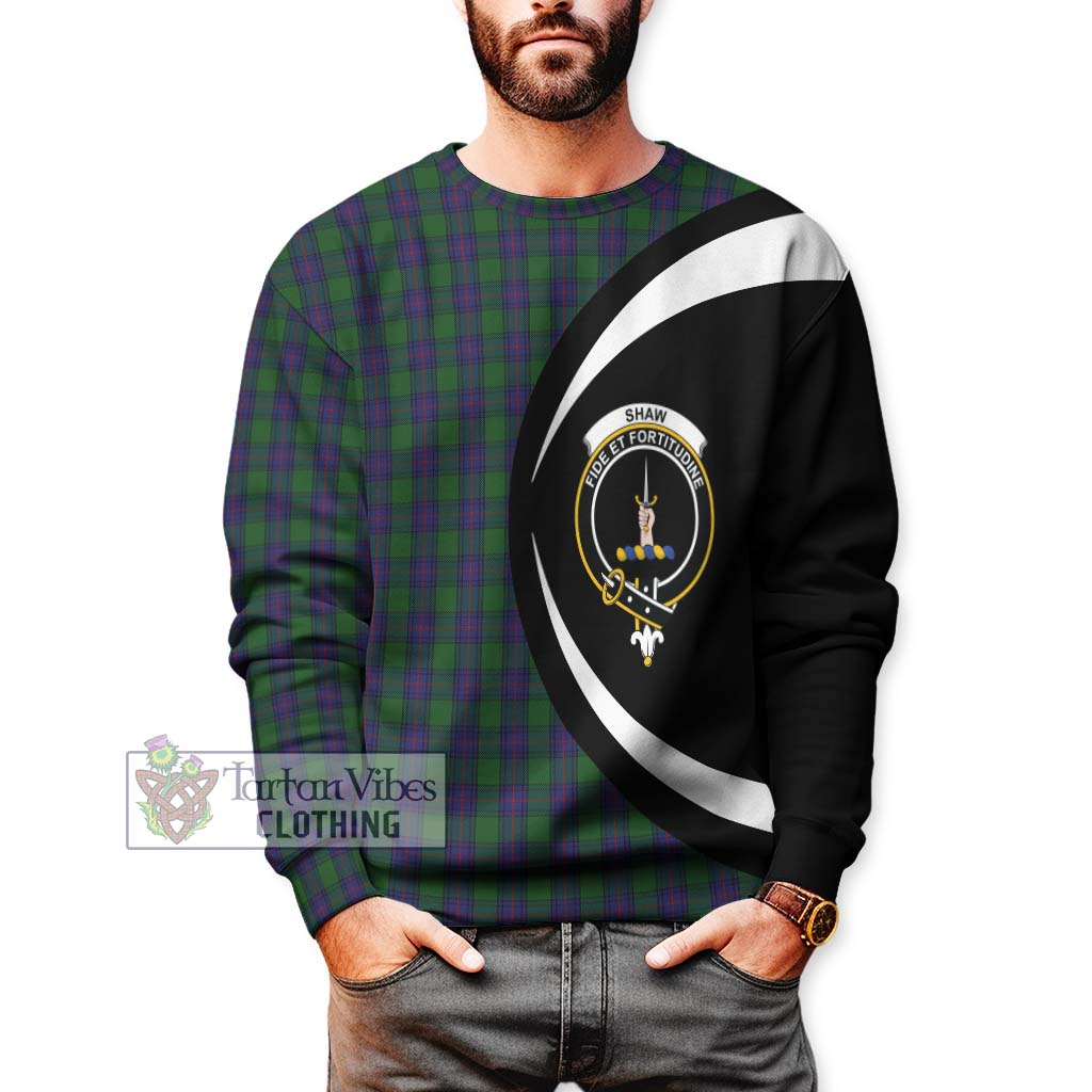 Shaw Tartan Sweatshirt with Family Crest Circle Style - Tartan Vibes Clothing