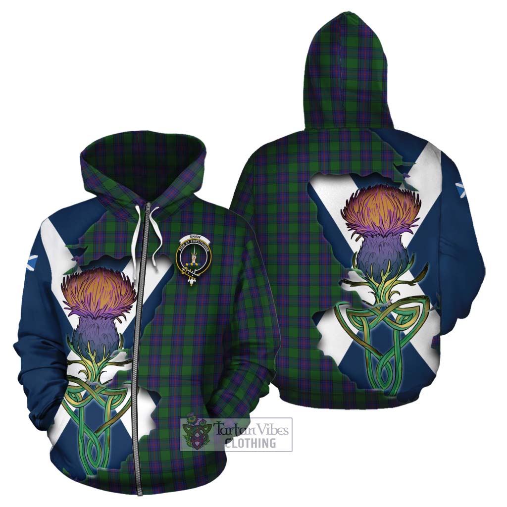Tartan Vibes Clothing Shaw Tartan Family Crest Cotton Hoodie Scottish Thistle Celtic Inspired