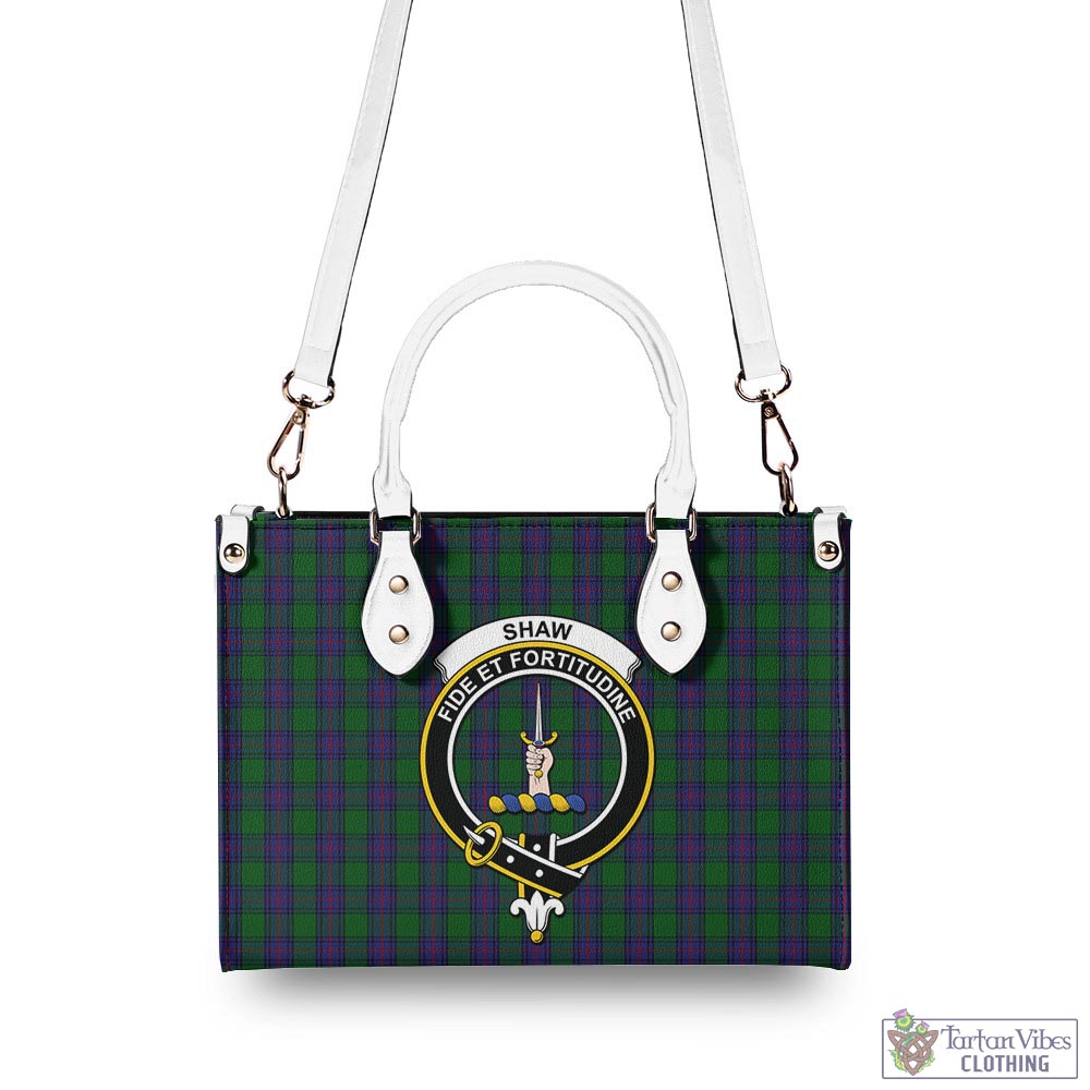 Tartan Vibes Clothing Shaw Tartan Luxury Leather Handbags with Family Crest