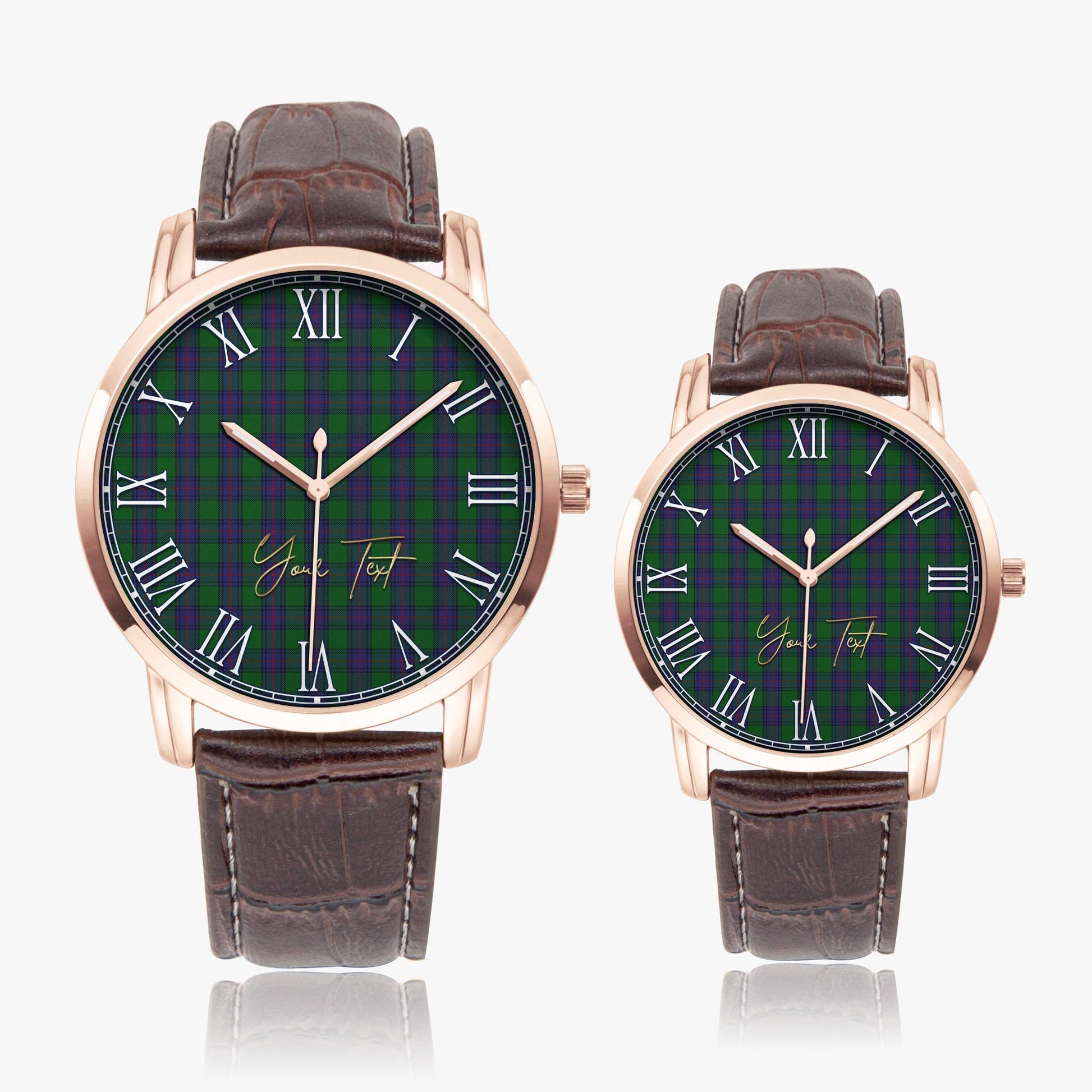 Shaw Tartan Personalized Your Text Leather Trap Quartz Watch - Tartan Vibes Clothing