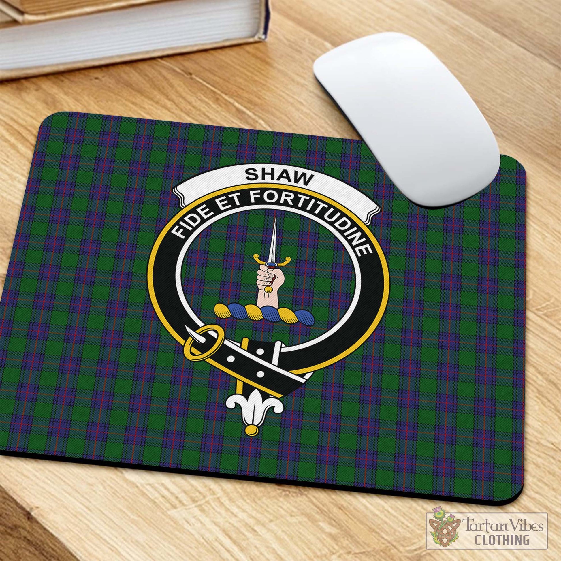 Tartan Vibes Clothing Shaw Tartan Mouse Pad with Family Crest