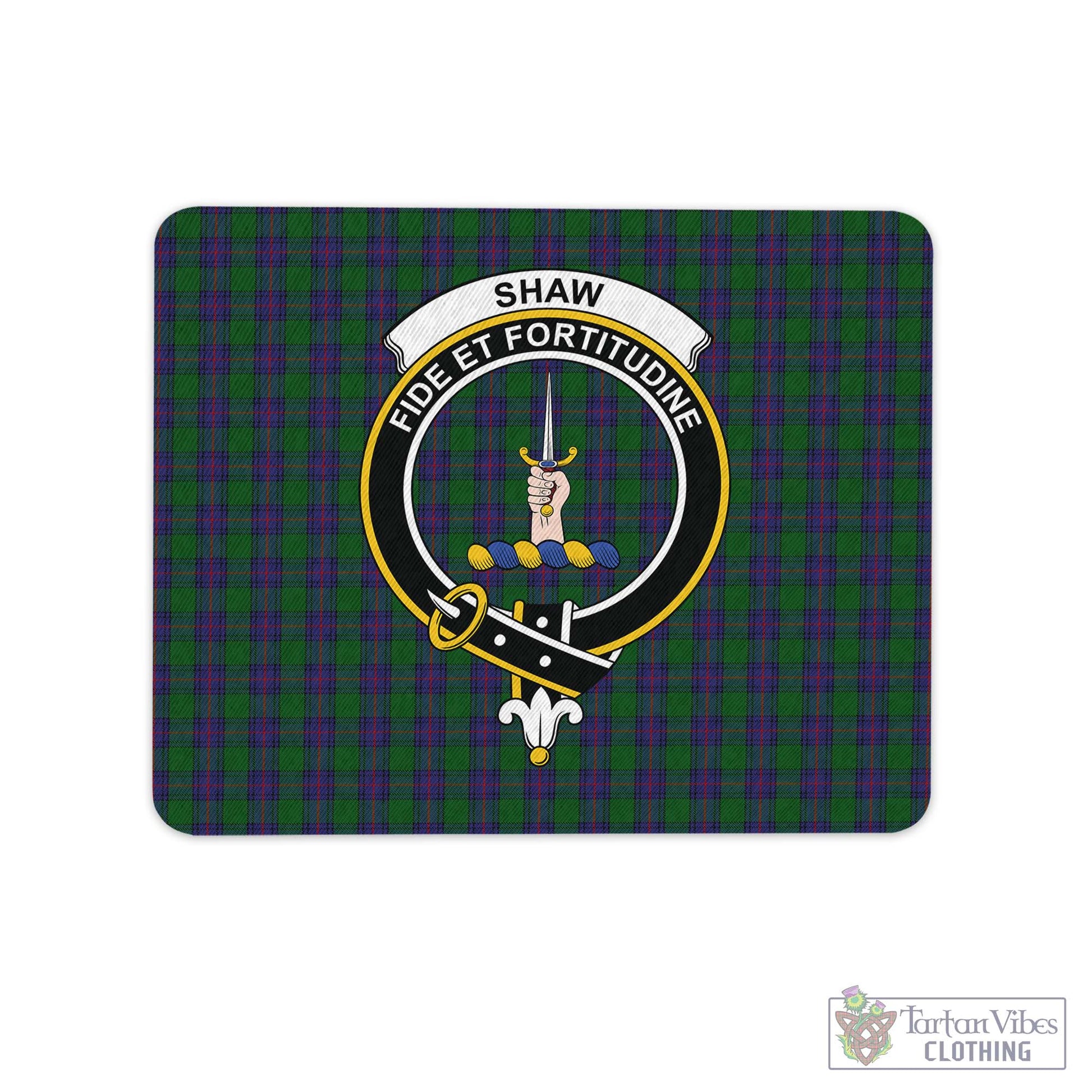 Tartan Vibes Clothing Shaw Tartan Mouse Pad with Family Crest