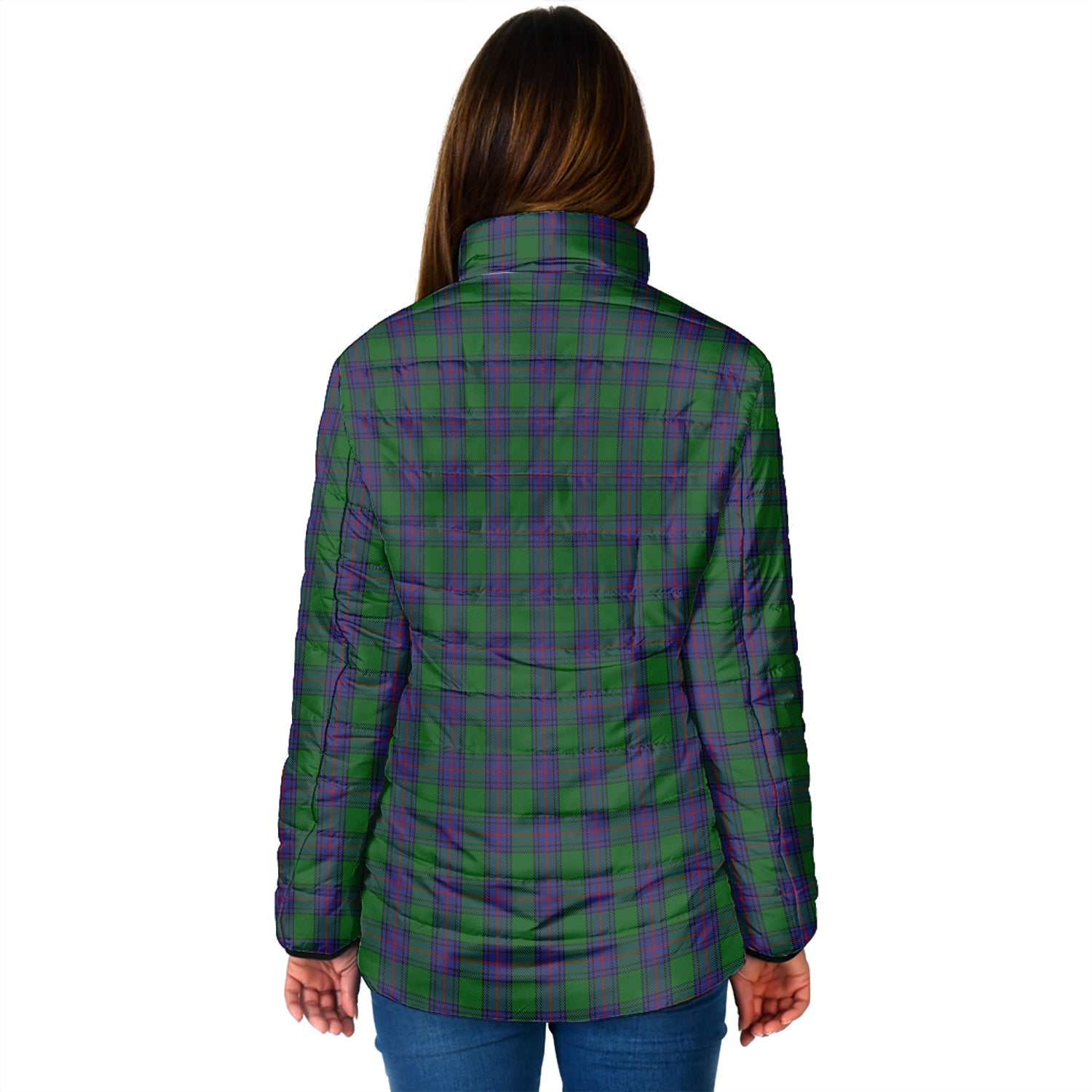 Shaw Tartan Padded Jacket with Family Crest - Tartan Vibes Clothing