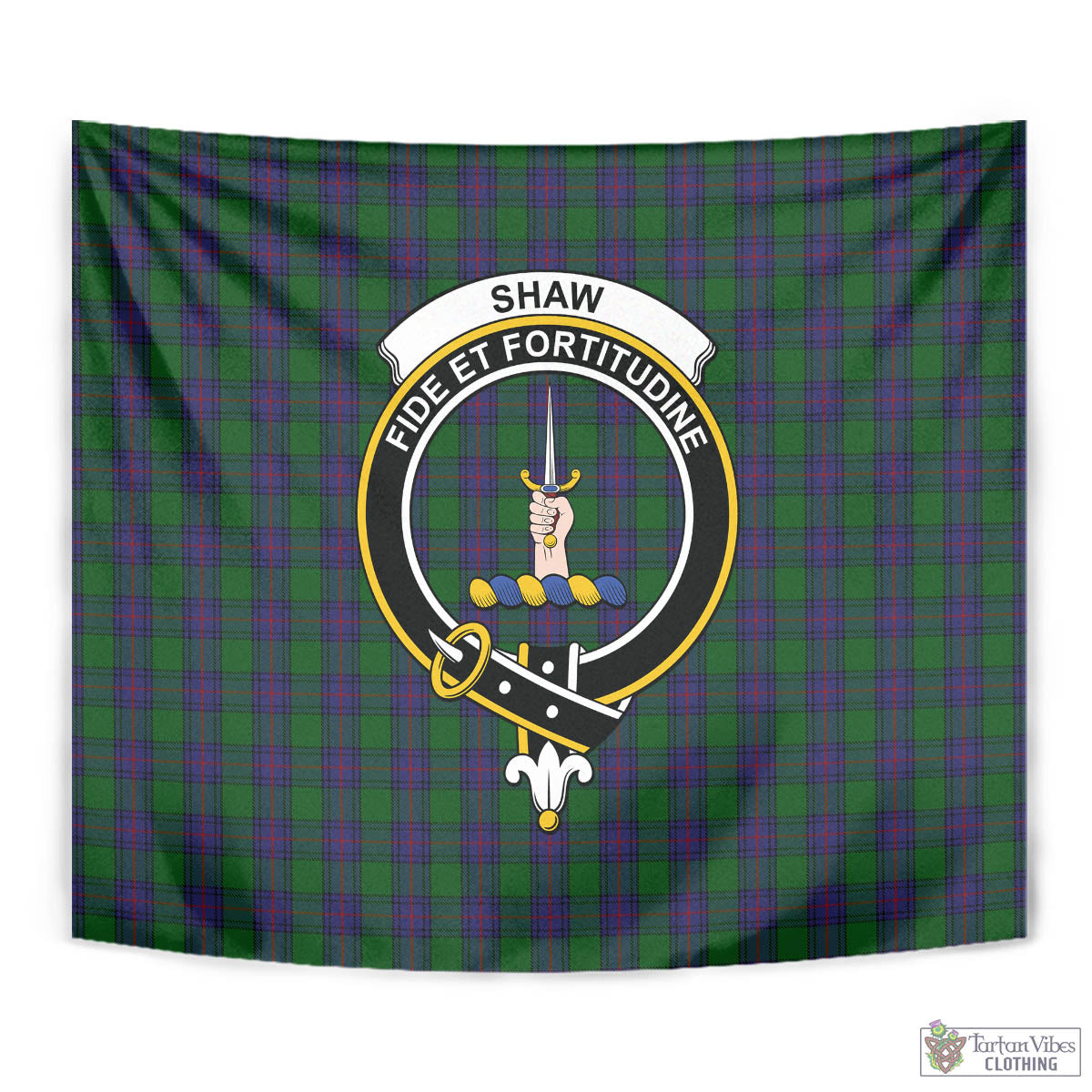 Tartan Vibes Clothing Shaw Tartan Tapestry Wall Hanging and Home Decor for Room with Family Crest