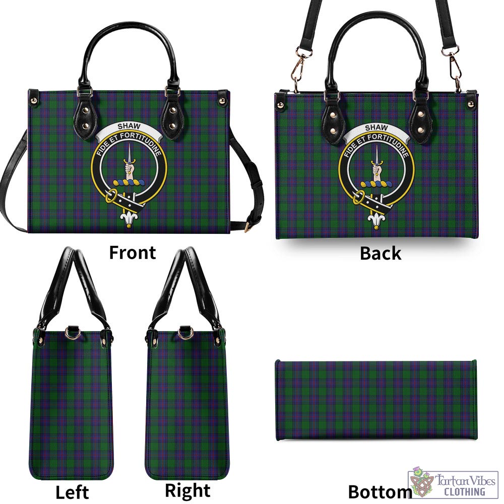 Tartan Vibes Clothing Shaw Tartan Luxury Leather Handbags with Family Crest