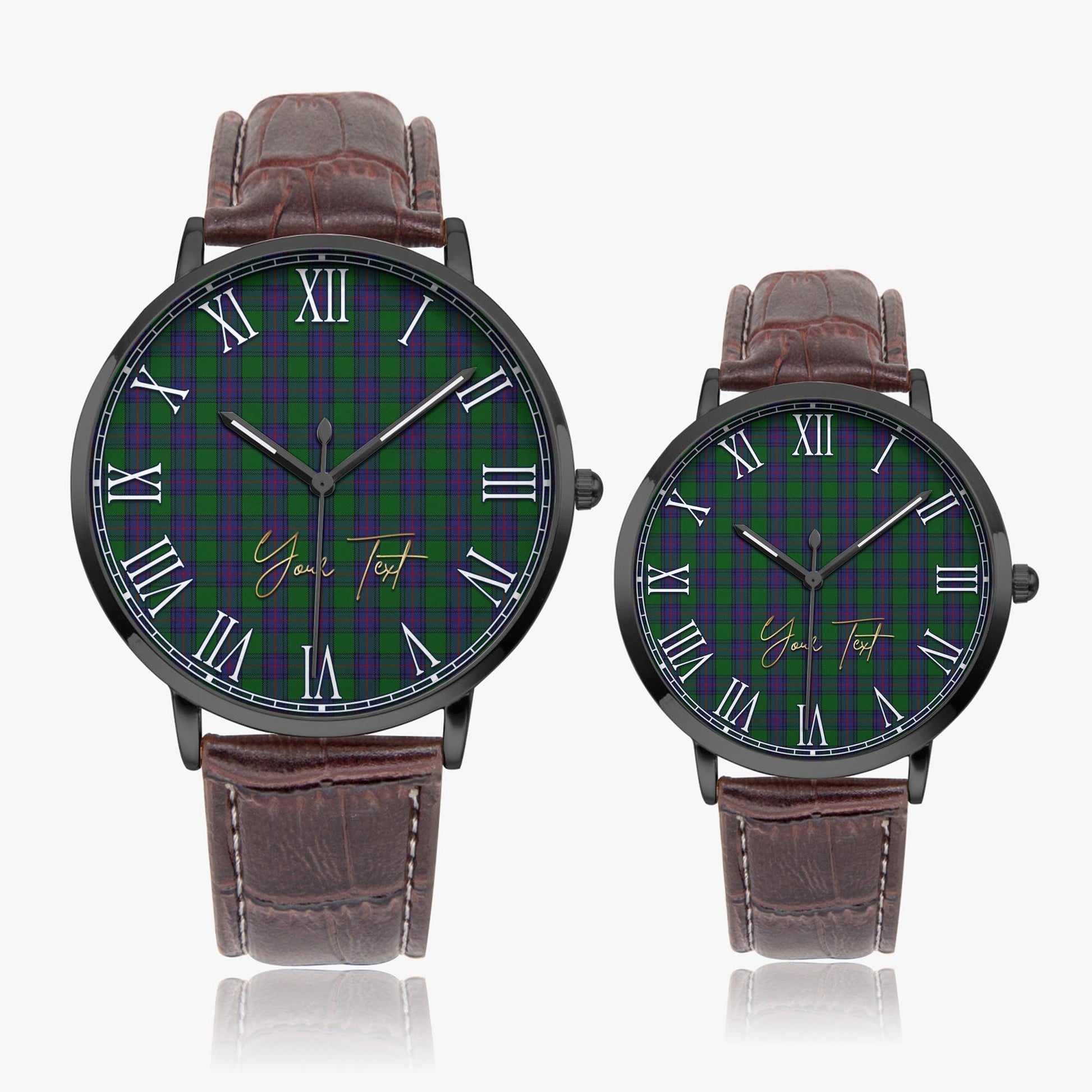 Shaw Tartan Personalized Your Text Leather Trap Quartz Watch - Tartan Vibes Clothing