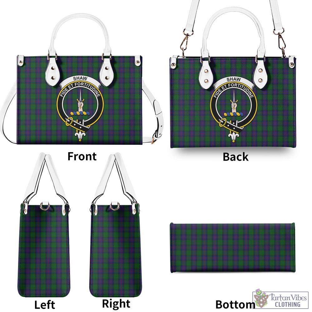 Tartan Vibes Clothing Shaw Tartan Luxury Leather Handbags with Family Crest
