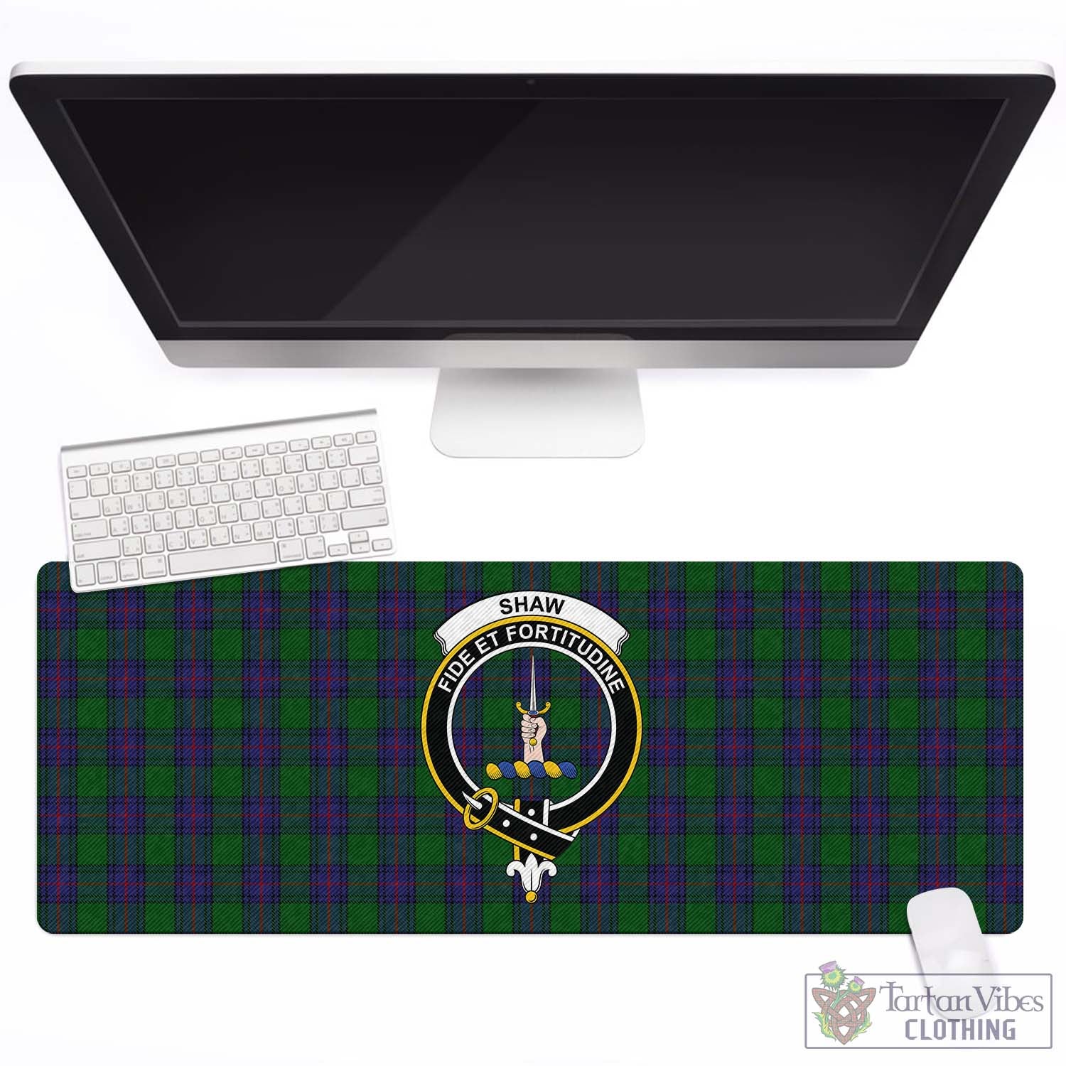 Tartan Vibes Clothing Shaw Tartan Mouse Pad with Family Crest