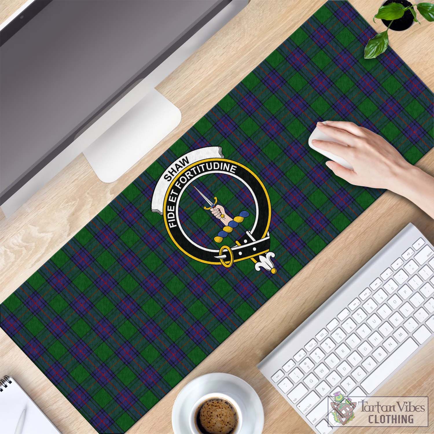 Tartan Vibes Clothing Shaw Tartan Mouse Pad with Family Crest