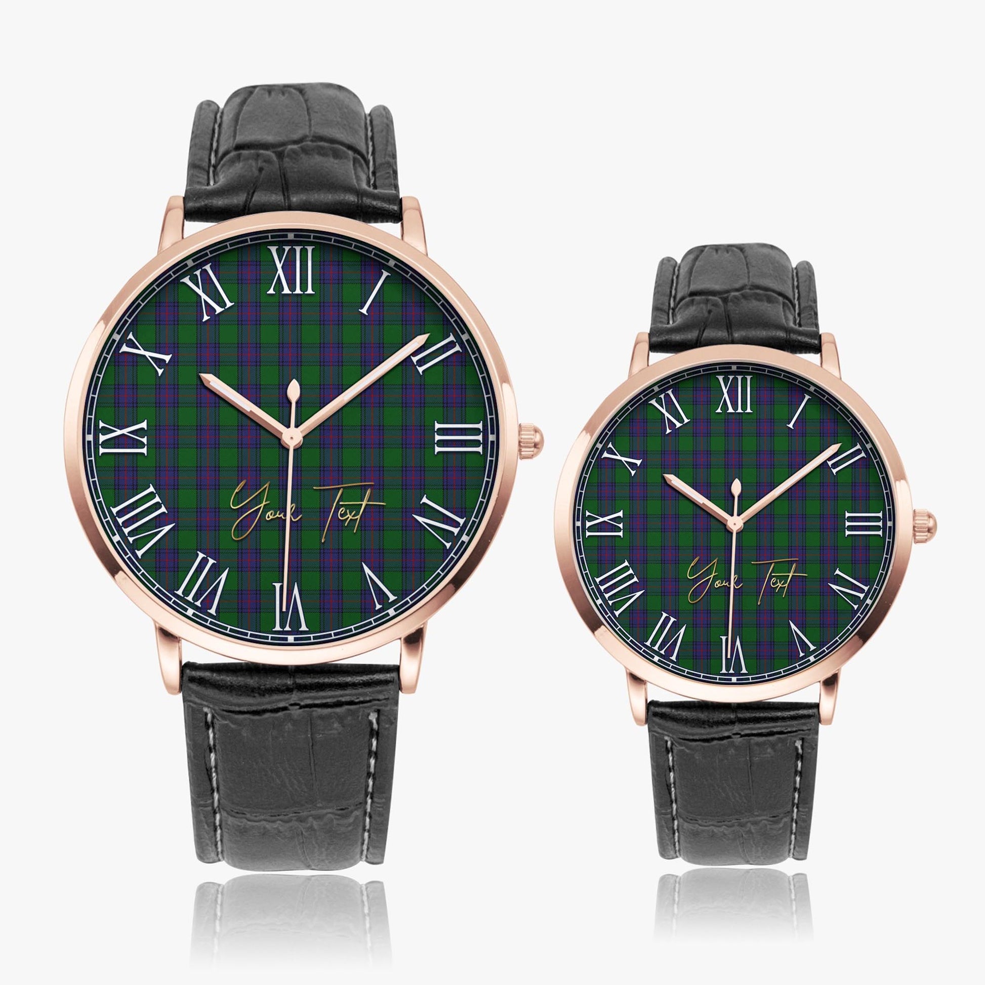 Shaw Tartan Personalized Your Text Leather Trap Quartz Watch - Tartan Vibes Clothing