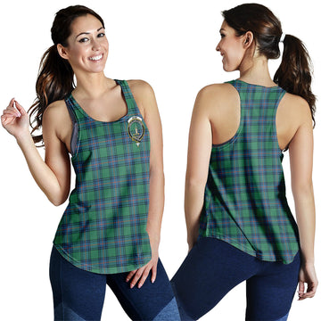 Shaw Ancient Tartan Women Racerback Tanks with Family Crest