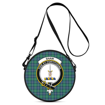 Shaw Ancient Tartan Round Satchel Bags with Family Crest
