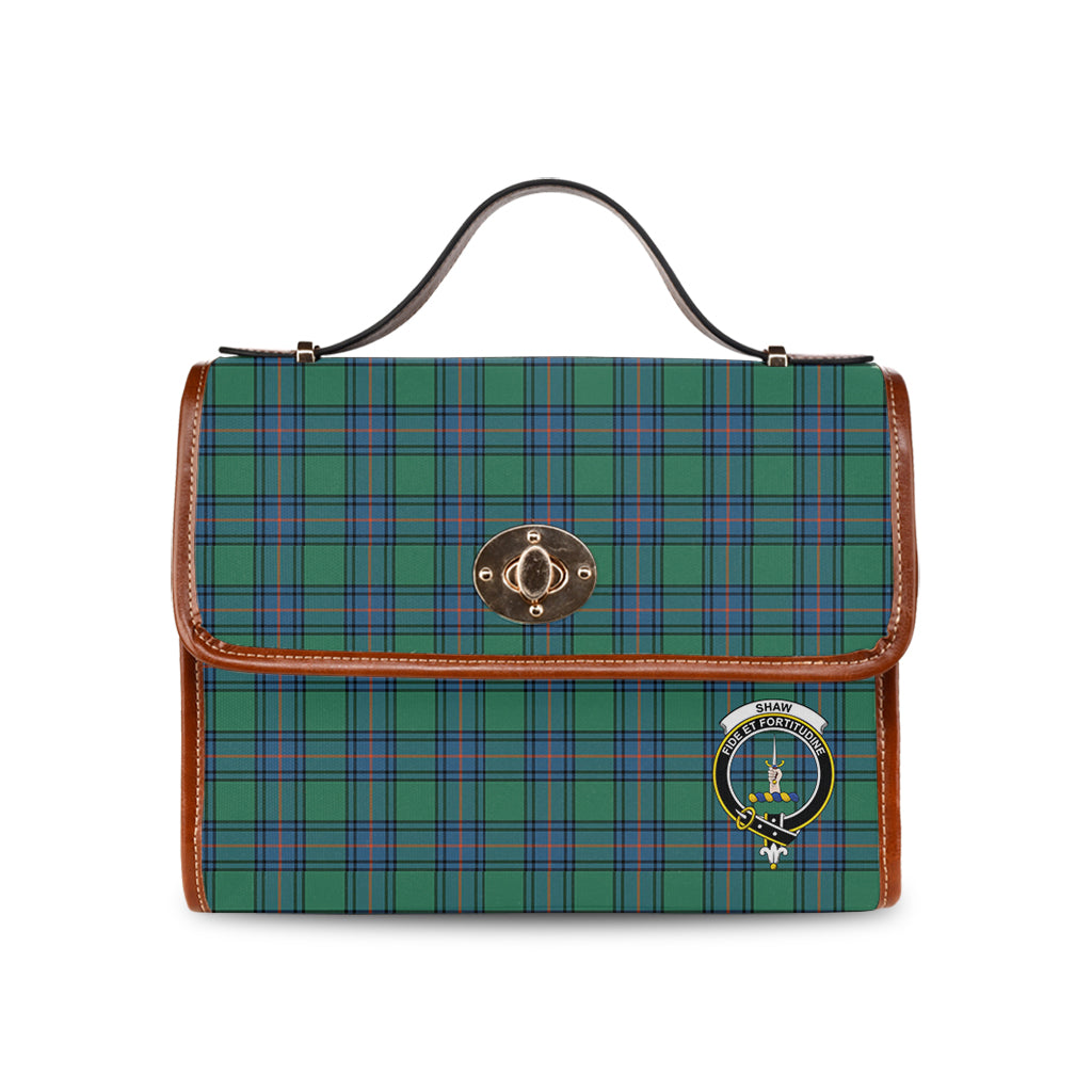 shaw-ancient-tartan-leather-strap-waterproof-canvas-bag-with-family-crest