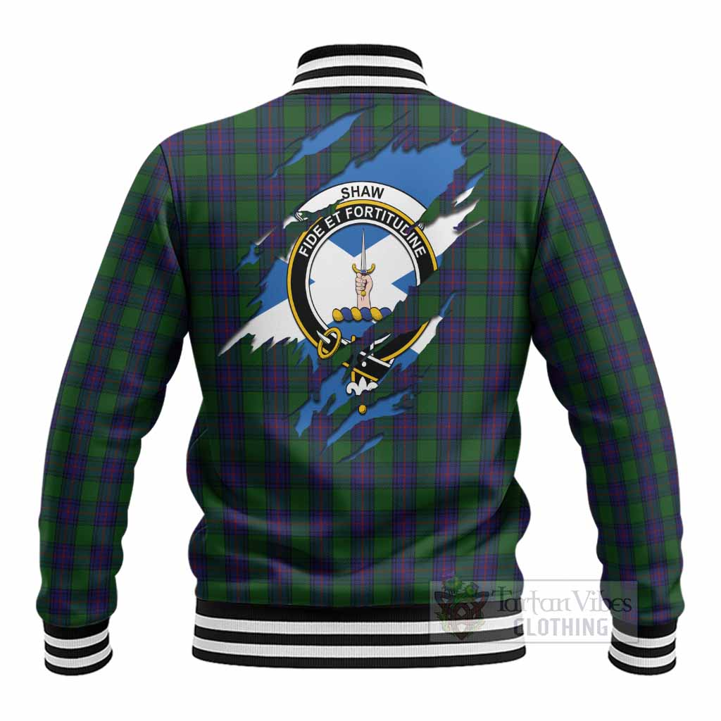Shaw Clan Crest In Me Tartan Baseball Jacket Scotland Flag Style
