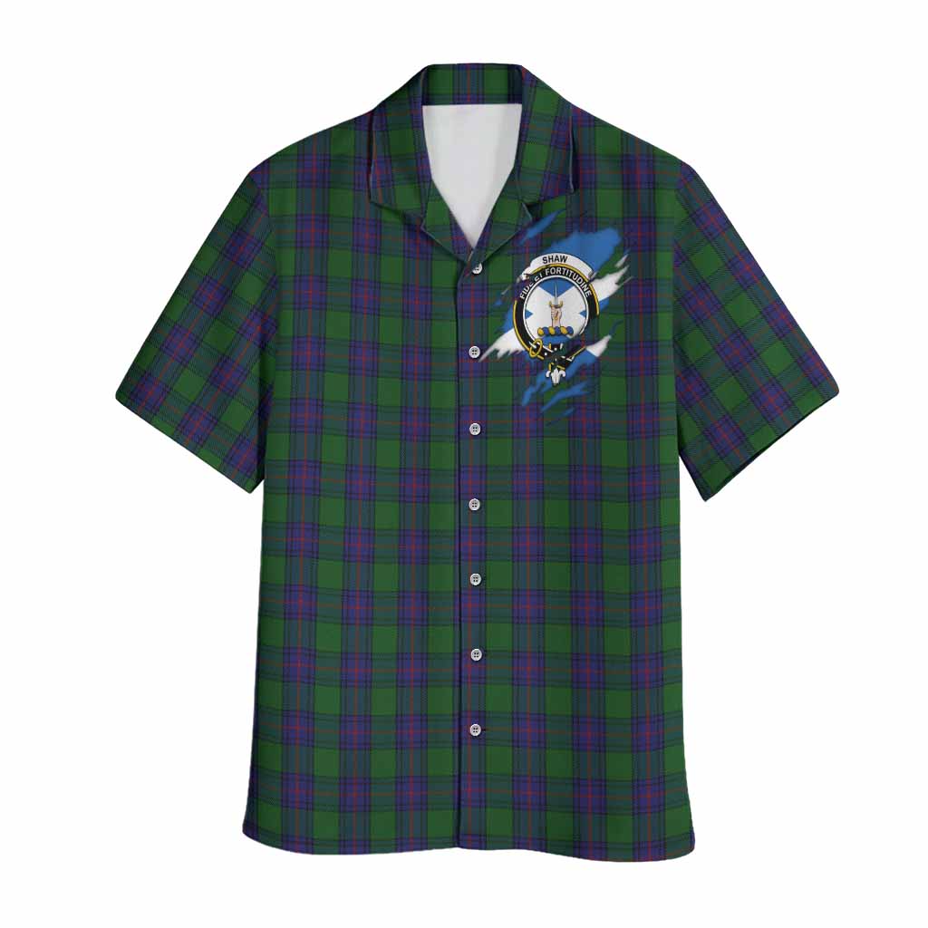 Shaw Clan Crest In Me Tartan Hawaiian Shirt Scotland Flag Style