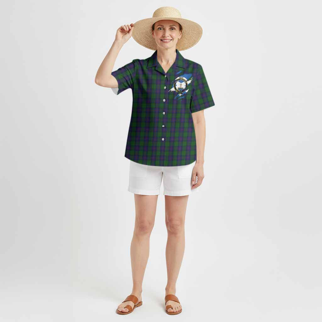 Shaw Clan Crest In Me Tartan Hawaiian Shirt Scotland Flag Style