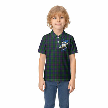 Shaw Clan Crest In Me Tartan Kid Polo Shirt Scotland Flag Style