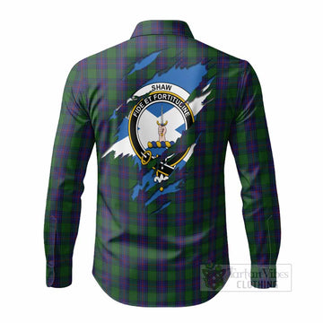 Shaw Clan Crest In Me Tartan Long Sleeve Button Shirts Scotland Flag Style