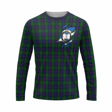 Shaw Clan Crest In Me Tartan Long Sleeve T-Shirt Scotland Flag Style