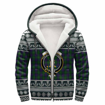 Shaw Clan Tartan Christmas Fleece Hoodie with Family Crest