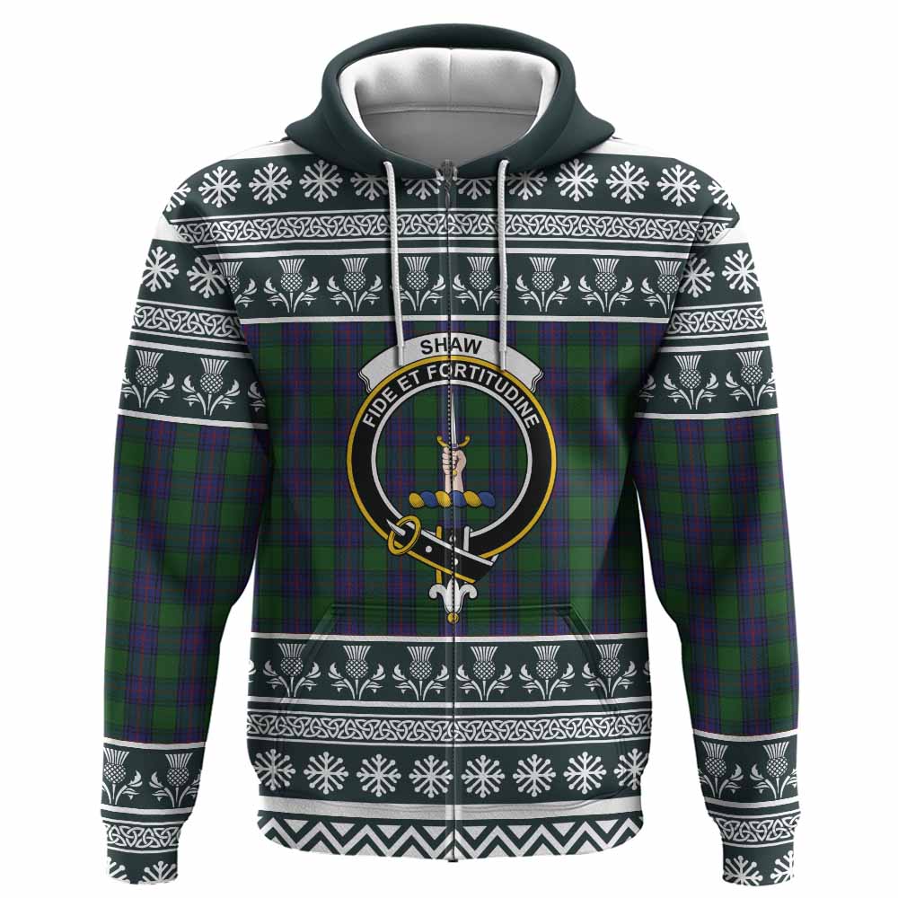 Shaw Clan Tartan Christmas Hoodie with Family Crest - Tartan Vibes Clothing